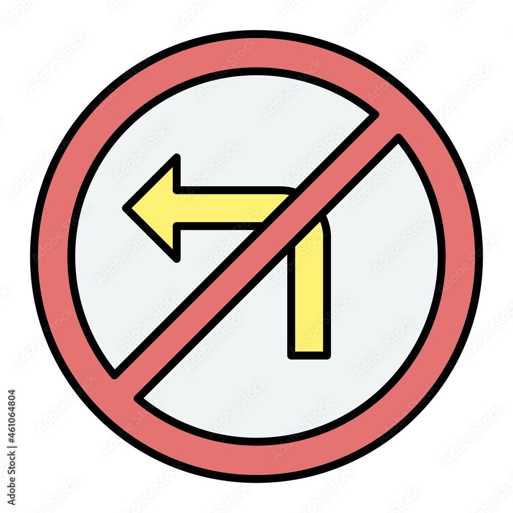 Vector No Left Turn Filled Outline Icon Design Vector No Left Turn Filled Outline Icon Design