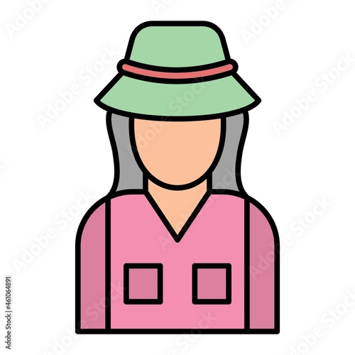 Vector Fisherwoman Filled Outline Icon Design