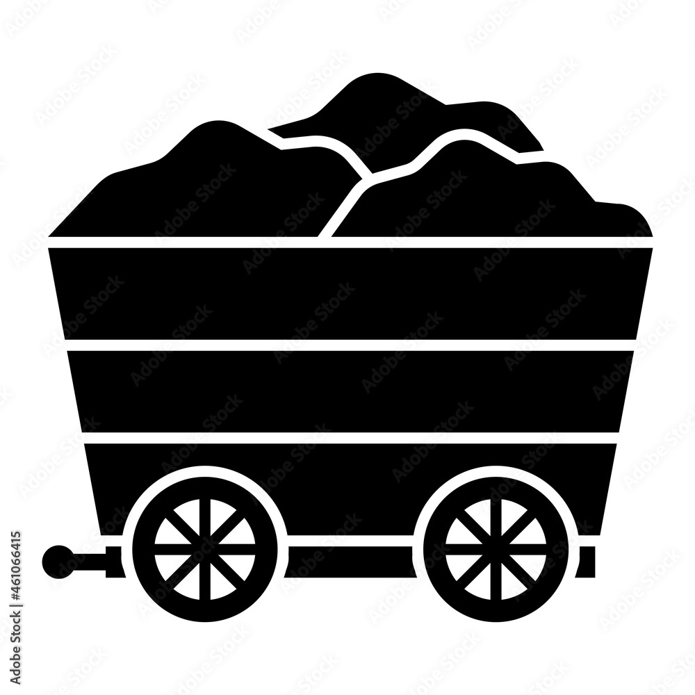 Vector Mine Cart Glyph Icon Design Vector Mine Cart Glyph Icon Design