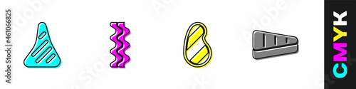 Set Steak meat, Bacon stripe, and icon. Vector