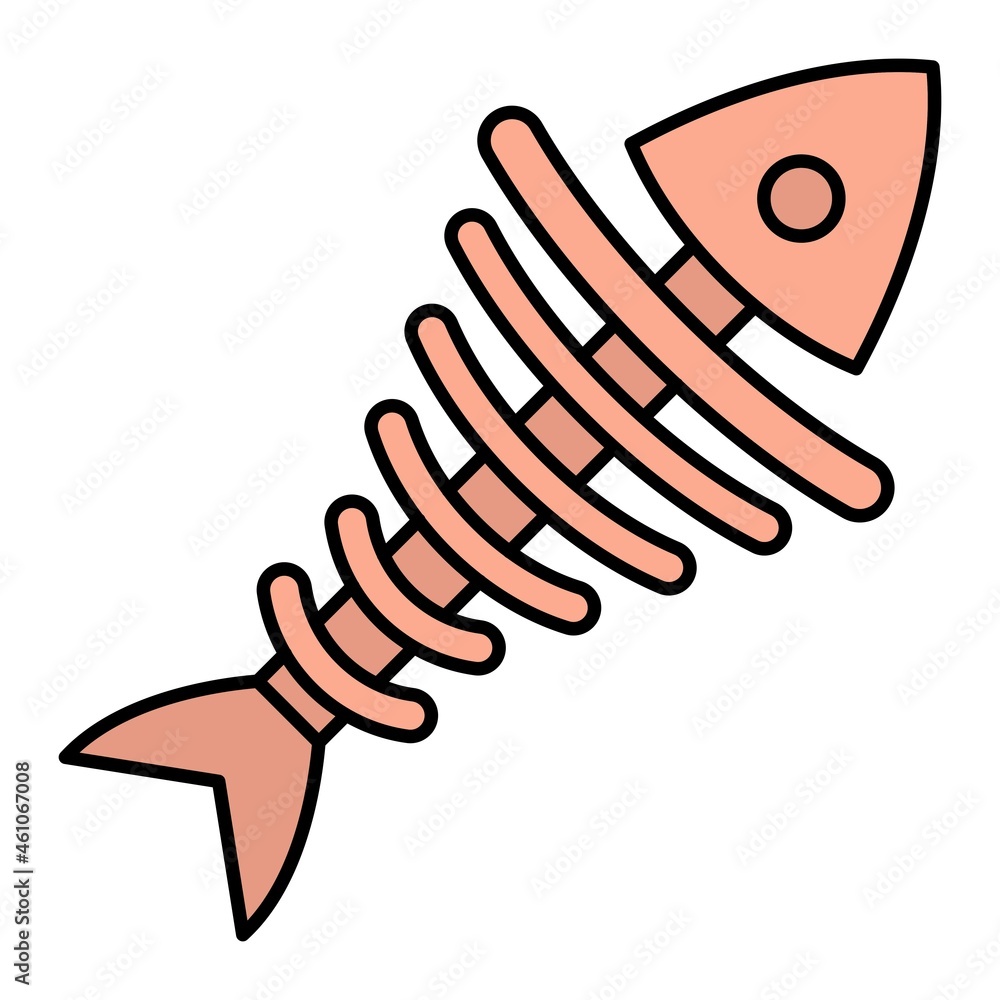 Vector Fish Bone Filled Outline Icon Design Vector Fish Bone Filled Outline Icon Design