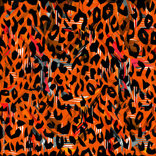 Abstract diagonal pattern from a modified image of a mixed autumn forest. Diagonal ornament in natural colors of autumn forest camouflage Leopard pattern.