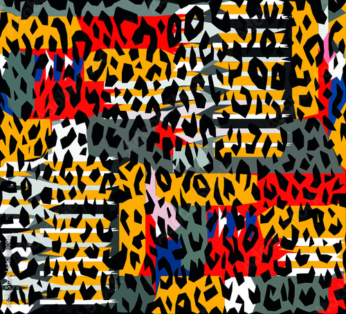 Abstract diagonal pattern from a modified image of a mixed autumn forest. Diagonal ornament in natural colors of autumn forest camouflage Leopard pattern.