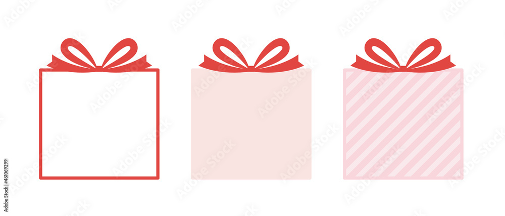 プレゼント 贈り物 ギフトボックスのフレームイラストセット 赤色 お祝い 誕生日 Stock Vector Adobe Stock