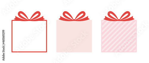 プレゼント、贈り物、ギフトボックスのフレームイラストセット　赤色　お祝い　誕生日 photo