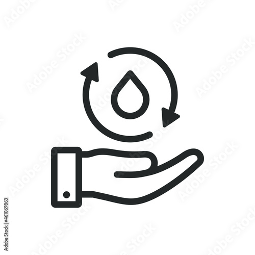 Water circulation on hand icon design isolated on white background. Vector illustration