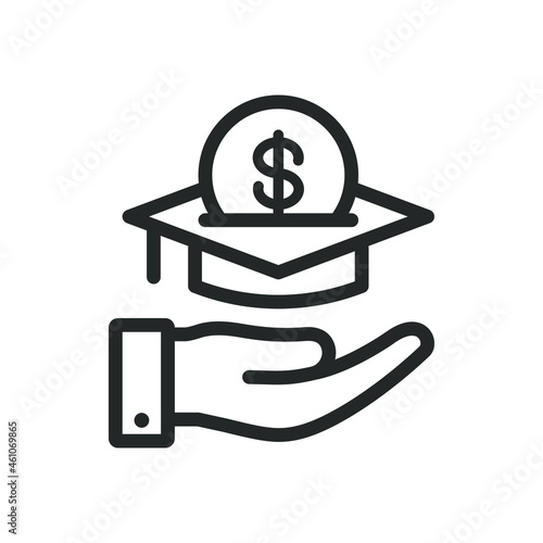 Student loans. Academic scholarship icon concept isolated on white background. Vector illustration