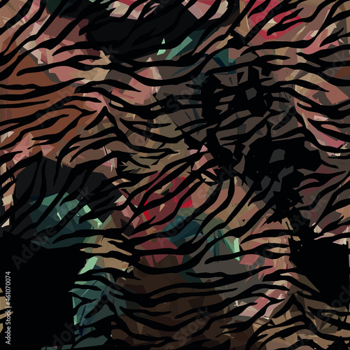 Abstract diagonal pattern from a modified image of a mixed autumn forest. Diagonal ornament in natural colors of autumn forest camouflage Leopard pattern.