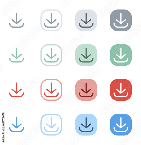 Download Icon Set. Set of Vector Download Icons for Website, App and UI. Downloading / Download Icon or Button Collection