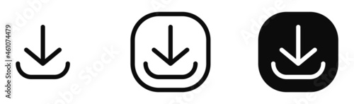 Download Icon Set. Set of Flat Style Vector Downloading Icons. User Interface Download Button