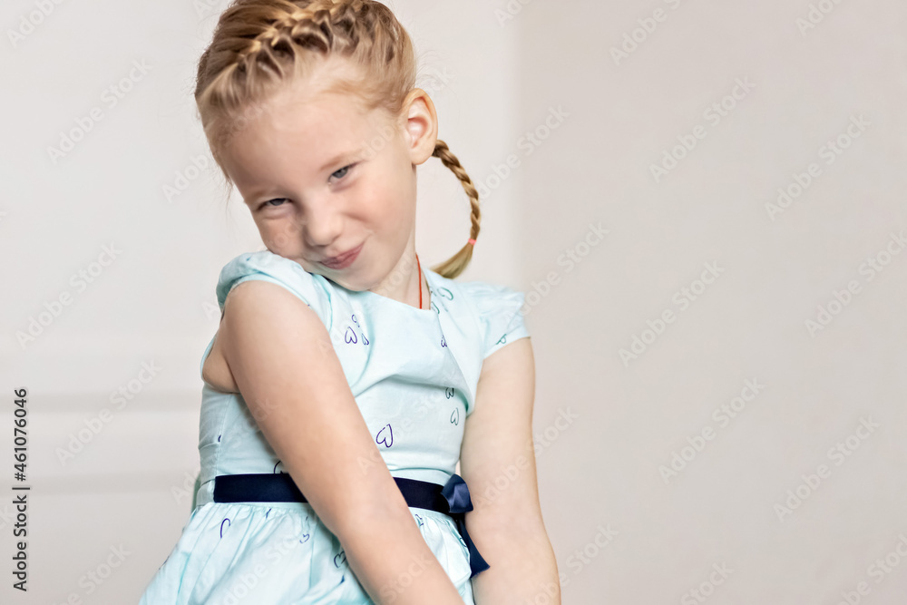 Portrait of a little girl toddler. Shyness, emotions Portrait of a little girl toddler. Shyness, emotions