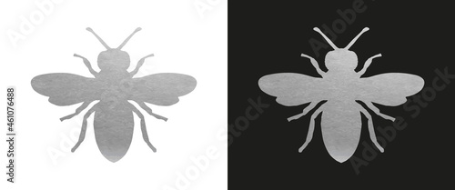 Silver Bee Symbol - Vector Silhouette
