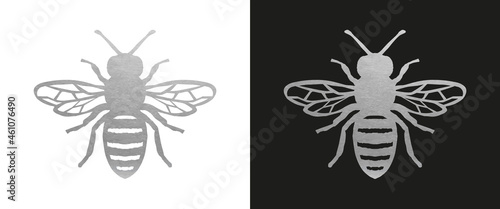 Silver Bee Symbol - Vector Silhouette