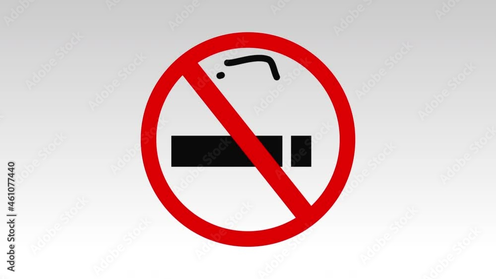 No Smoking Sign Animation on White Background and Green Screen No Smoking Sign Animation on White Background and Green Screen