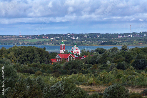 Сhurch of the Forty Martyrs on the shore of Lake Pleshcheyevo and view of Pereslavl-Zalessky, Russia