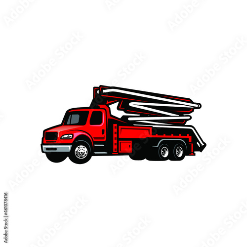 construction vehicle - concrete pump truck isolated vector