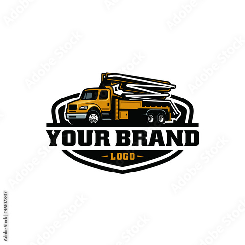 construction vehicle - concrete pump truck isolated logo vector