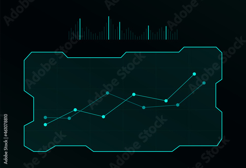Futuristic HUD UI screen. Sci-fi user interface, high tech bars, gaming panel dashboard. Vector illustration