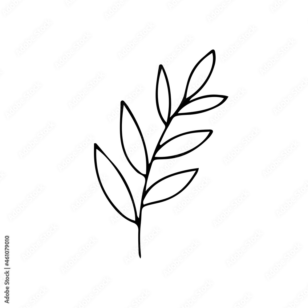 Simple plant decoration in doodle style. Simple decor for a festive Christmas and New Years. Vector illustration isolated on white background.