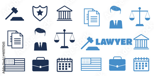 Lawyer concept. Lawyer icons in flat style. Lawyer sign and symbol vector. Lawyer set illustration