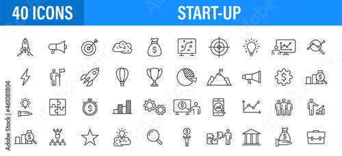 Set of 24 Start up web icons in line style. Creative, idea, target, innovation, business, marketing. Vector illustration © iiierlok_xolms