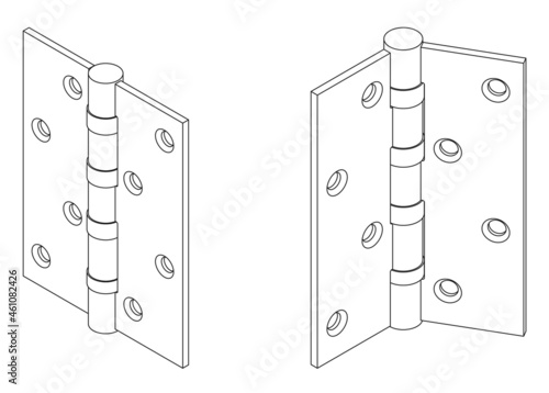 Vector isometric butt door hinge