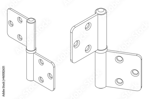 Vector isometric bi-fold door hinge