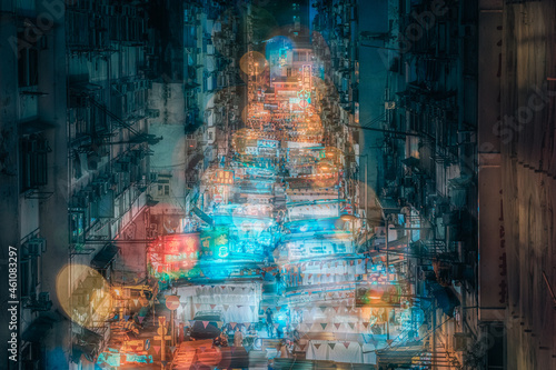 Temple Street, Hong Kong - September 18, 2020 : Temple street at night in Hong Kong. Temple Street is the most famous night market.