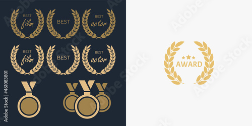 Laurel Wreaths Vector. Award signs with laurel wreath