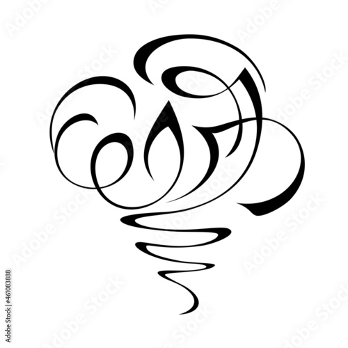 decorative abstract ornament with curls in black lines on a white background