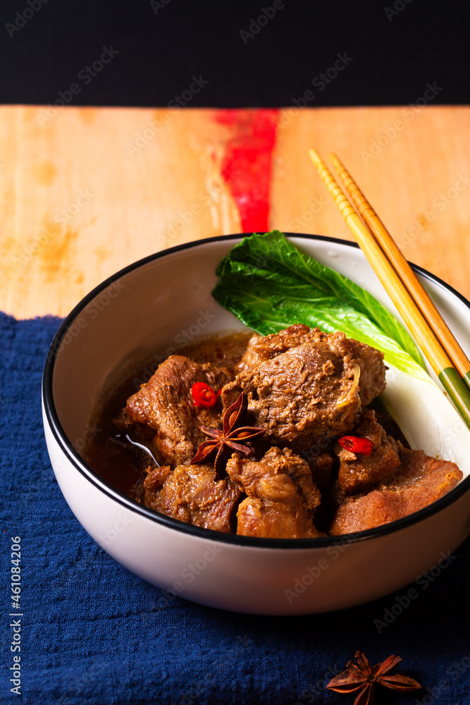 Food concept Asian Caramelized Pork stew with copy space Food concept Asian Caramelized Pork stew with copy space