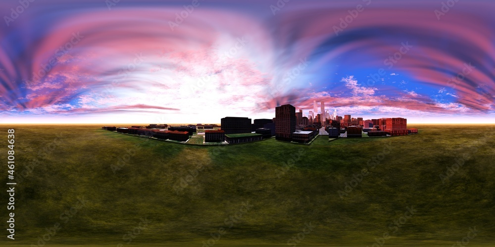 HDRI, environment map ,Round panorama, spherical panorama, equidistant projection, landscape of the countryside,
3D rendering
