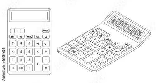 Vector line art calculator illustration