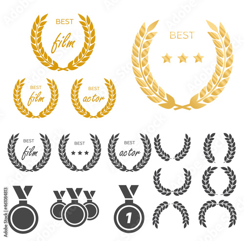Laurel Wreaths Vector. Award signs with laurel wreath