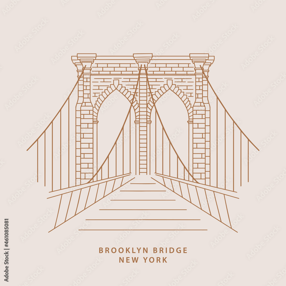 Hand Drawn New York Brooklyn Bridge Illustration in Vector. Stock Vector | Adobe Stock Hand Drawn New York Brooklyn Bridge Illustration in Vector. Stock Vector | Adobe Stock