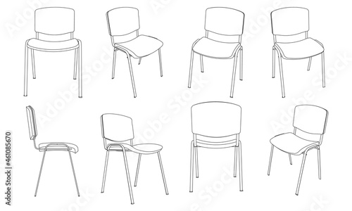 Vector outline set of office visitor chair
