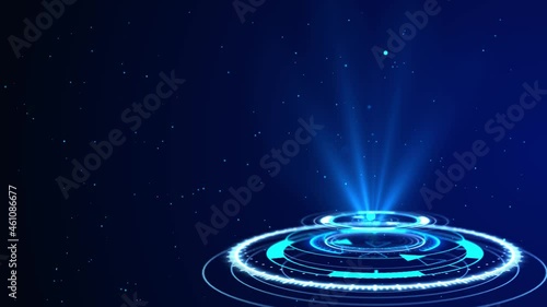 4K Circle HUD head up display interface moving arrow for data networking Loop Animation. technology cyber and futuristic concept on the dark background. 3D Future Information Digital Space Background. photo