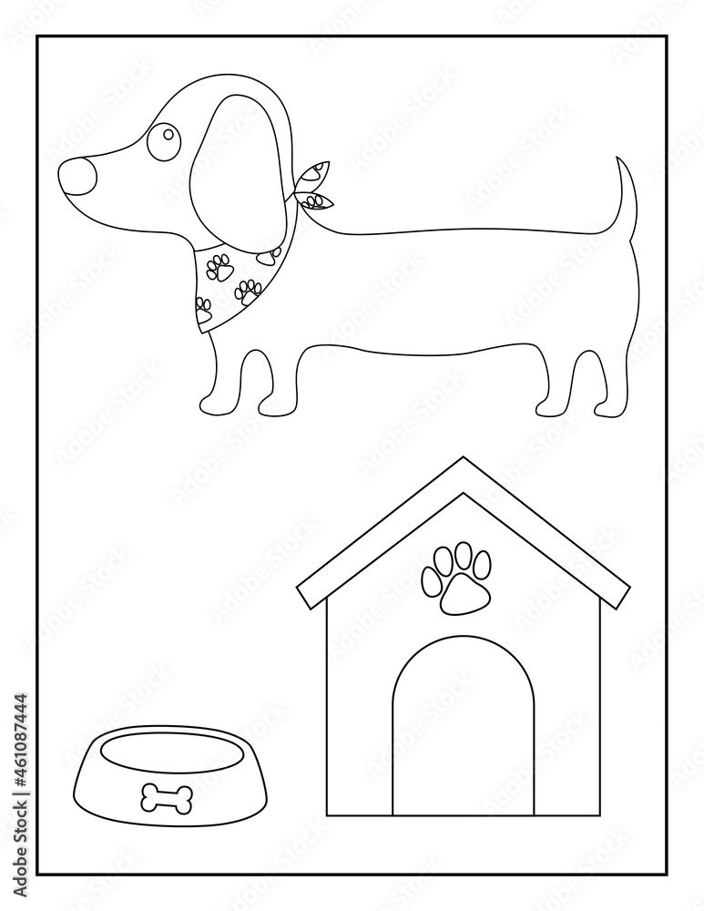 Coloring Book Pages for Kids. Coloring book for children. Dogs. Stock Illustration | Adobe Stock