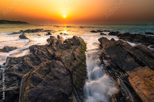 Sunset at Bidart's beach next to Biarritz, Basque Country..