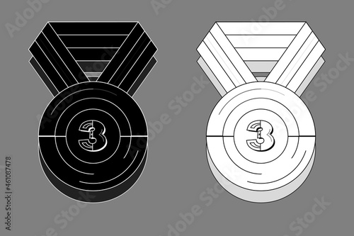 Bronze medal - black and white outline