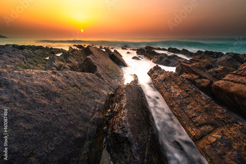 Sunset at Bidart's beach next to Biarritz, Basque Country..