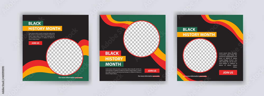 Collection of black history month social media posts. Celebrating black history month. Collection of black history month social media posts. Celebrating black history month.