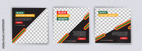 Collection of black history month social media posts. Celebrating black history month.