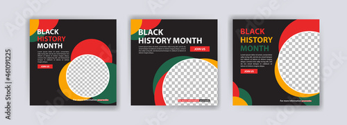 Collection of black history month social media posts. Celebrating black history month.