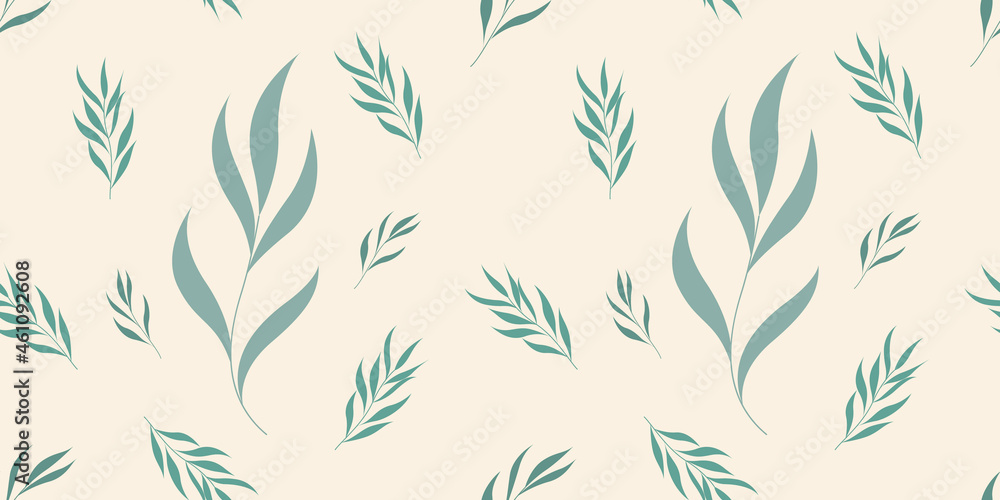 Leaves seamless pattern in pastel color. Nature background. Vector illustration for design. Leaves seamless pattern in pastel color. Nature background. Vector illustration for design.