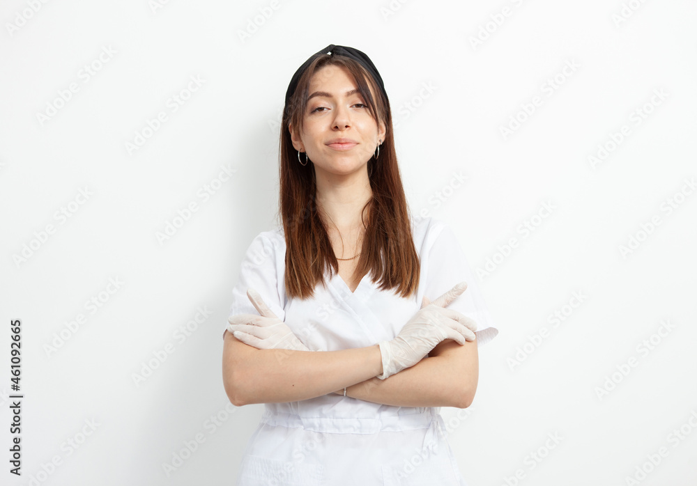 Portrait of cute doctor woman on white background Portrait of cute doctor woman on white background