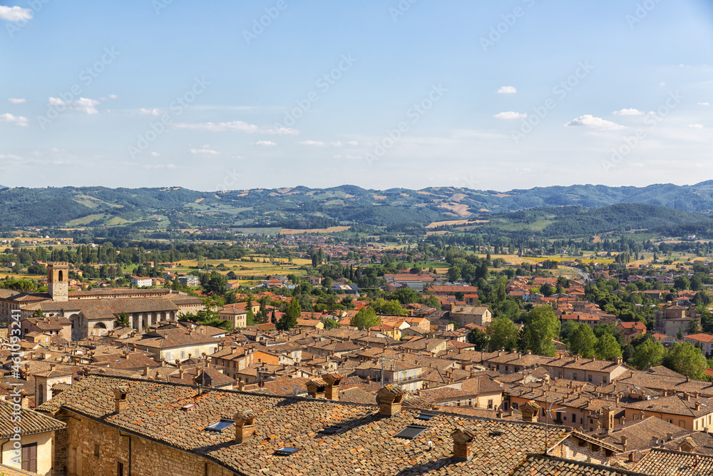 Panoramic view of the ancient city of Gubbio, a medieval city in Umbria
