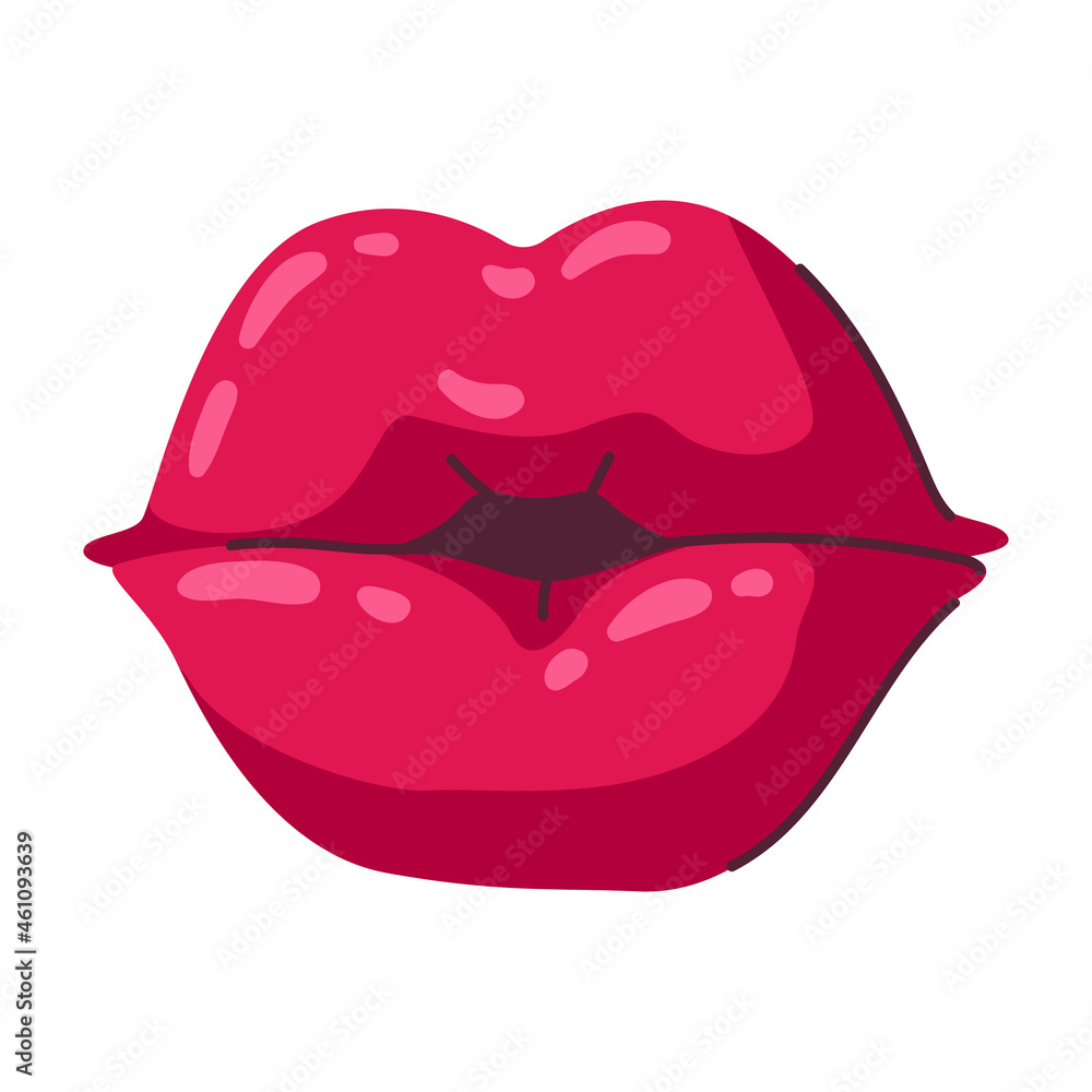 Happy Valentine Day illustration of lips. Holiday romantic and love symbol.