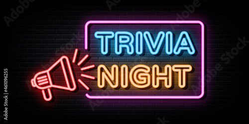 Trivia night neon signs vector. Design template neon sign
