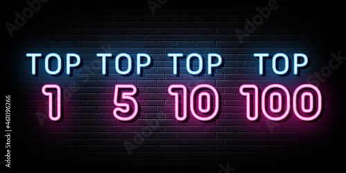 Vector set icon top rating neon signs vector. Design template neon sign